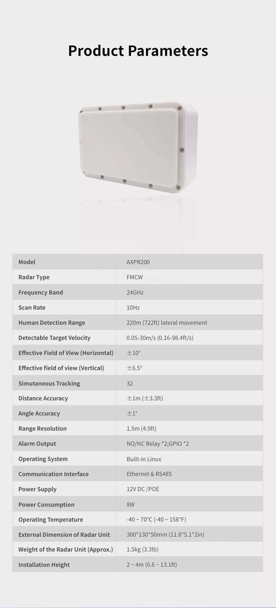 Radar de surveillance périmétrique AXPR200 - AxEnd